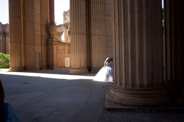 This quinceañera dress gave the Palace of Fine Arts an ethereal feeling.