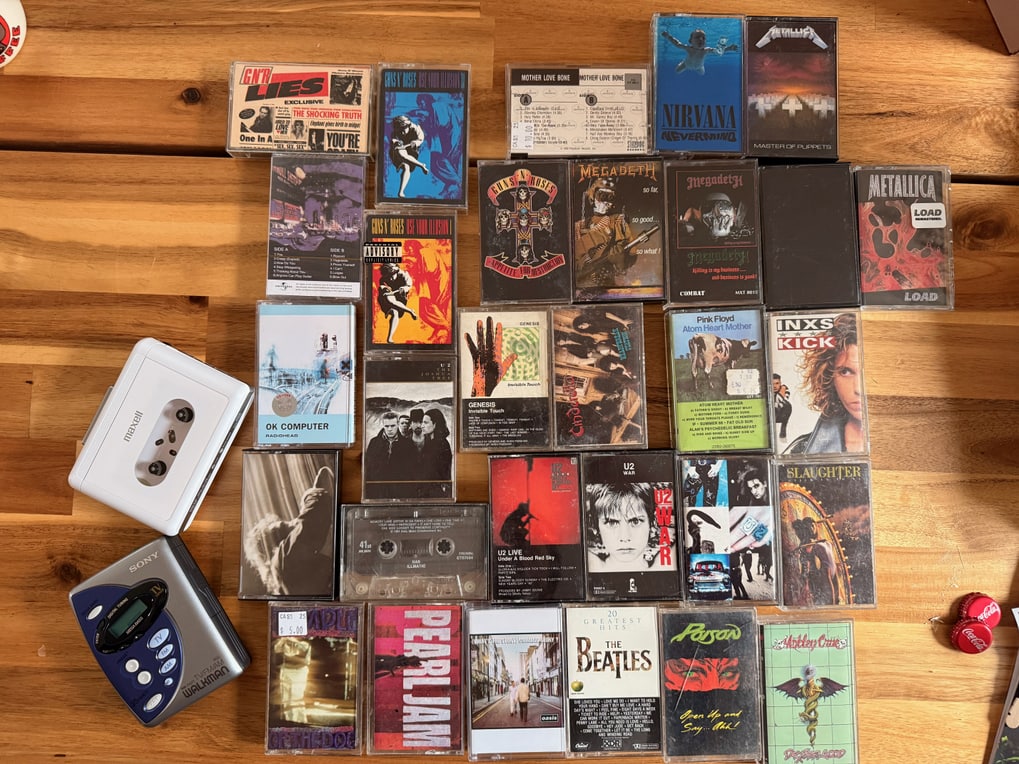 An eBay purchase of 30 well-curated cassettes, a Walkman, and a Maxell MXCP-P100.